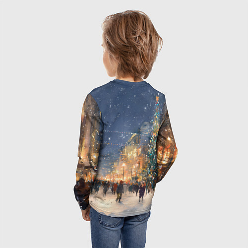 Детский лонгслив Новый год в Москве новогодняя елка / 3D-принт – фото 4