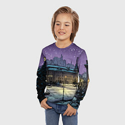 Лонгслив детский Ночь в новогодней Москве, цвет: 3D-принт — фото 2