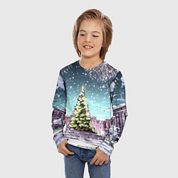 Лонгслив детский Москва - новогодний салют, цвет: 3D-принт — фото 2