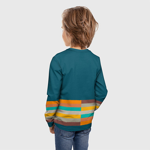 Детский лонгслив Индиго и шумовой градиент заката с текстурой / 3D-принт – фото 4