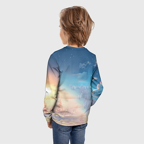 Детский лонгслив Радостный новогодний конь / 3D-принт – фото 4