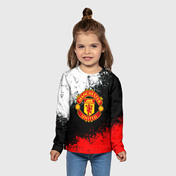 Лонгслив детский Манчестер Юнайтед краски всплеск, цвет: 3D-принт — фото 2