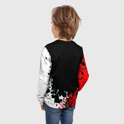 Детский лонгслив Манчестер Юнайтед краски абстрактные / 3D-принт – фото 4