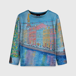 Детский лонгслив Новогодний рисованный Санкт-Петербург