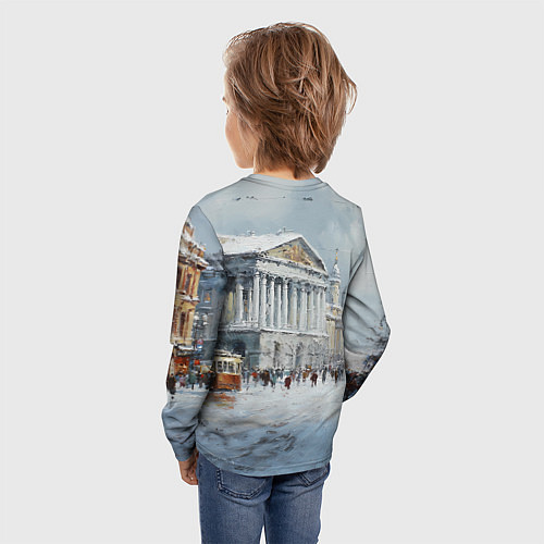 Детский лонгслив Зимний Питер красками / 3D-принт – фото 4