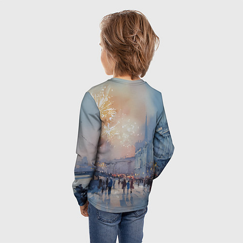 Детский лонгслив Новогодняя Питерская атмосфера / 3D-принт – фото 4