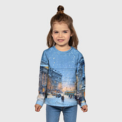 Лонгслив детский Снежный новогодний Питер, цвет: 3D-принт — фото 2