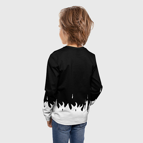 Детский лонгслив Ювентус белый огонь текстура / 3D-принт – фото 4