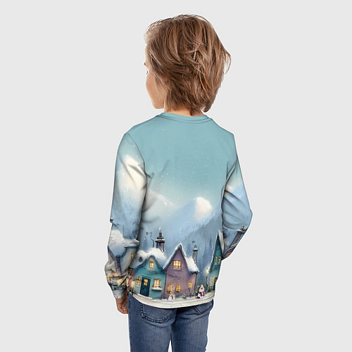Детский лонгслив Новогодние дома / 3D-принт – фото 4