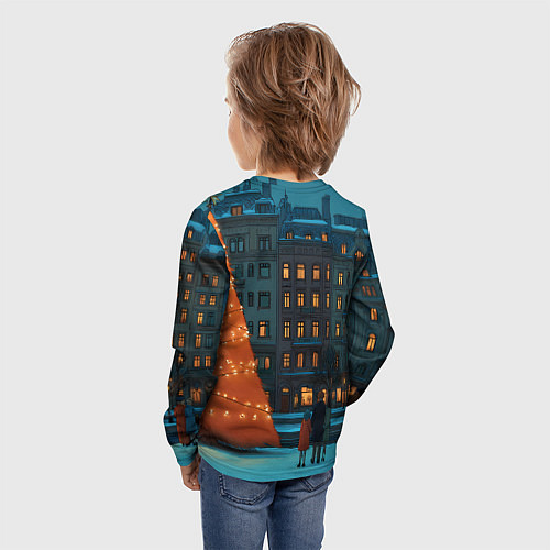 Детский лонгслив Городская светящаяся елка / 3D-принт – фото 4