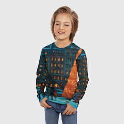 Лонгслив детский Городская светящаяся елка, цвет: 3D-принт — фото 2