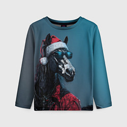 Детский лонгслив Лошадь в новогоднем стиле