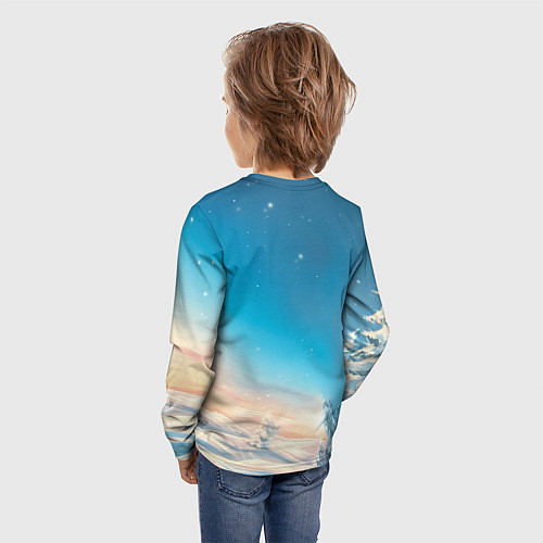 Детский лонгслив Новогодняя лошадь в очках / 3D-принт – фото 4