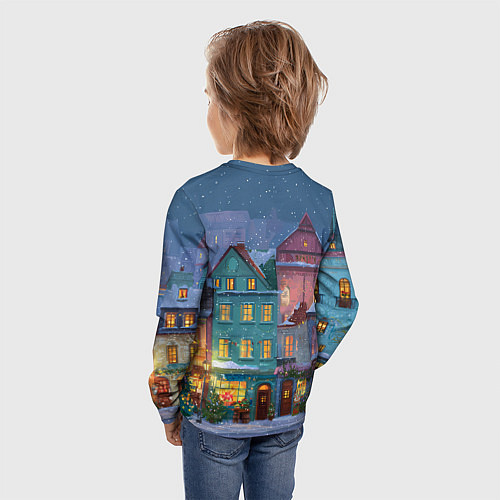 Детский лонгслив Новогодний дворик / 3D-принт – фото 4