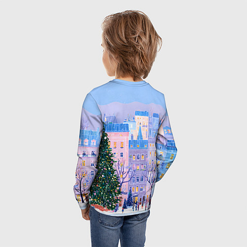 Детский лонгслив Новогодний двор / 3D-принт – фото 4