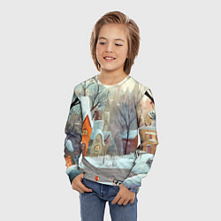 Лонгслив детский Милый новогодний дворик, цвет: 3D-принт — фото 2