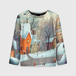 Детский лонгслив Милый новогодний дворик