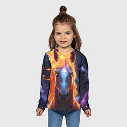 Лонгслив детский Космическая огненная лошадь, цвет: 3D-принт — фото 2