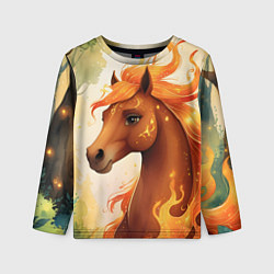 Детский лонгслив Милая огненная лошадь