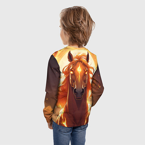Детский лонгслив Огненная лошадь в свечении / 3D-принт – фото 4