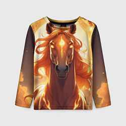 Детский лонгслив Огненная лошадь в свечении