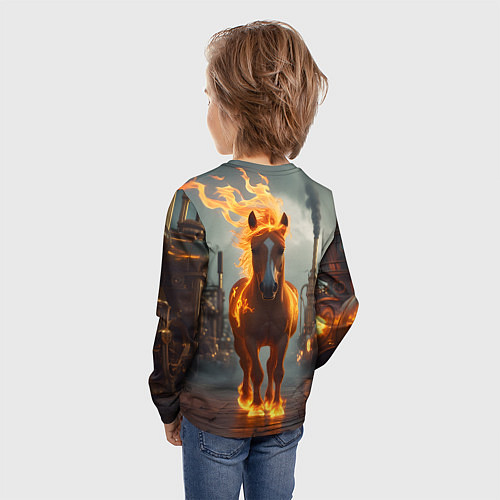 Детский лонгслив Стимпанк и огненная лошадь / 3D-принт – фото 4