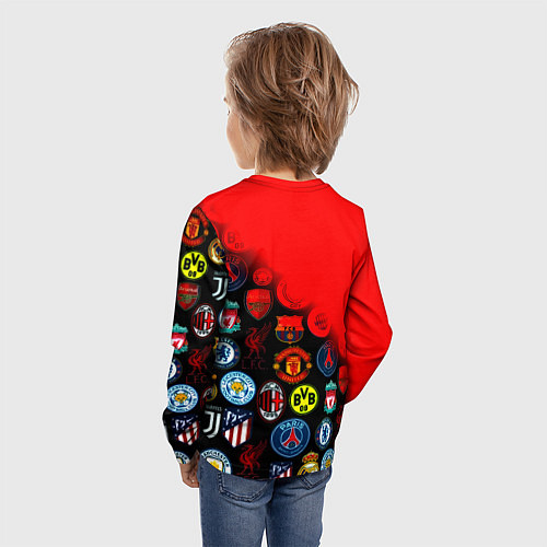 Детский лонгслив Манчестер Юнайтед логотипы команд / 3D-принт – фото 4