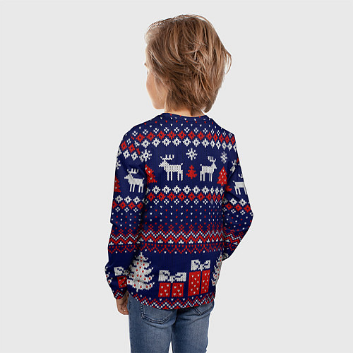 Детский лонгслив Новогодний вязаный паттерн / 3D-принт – фото 4