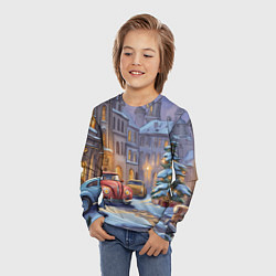 Лонгслив детский Новогодний снежный двор, цвет: 3D-принт — фото 2