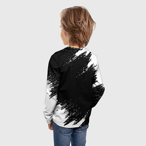 Детский лонгслив Реал Мадрид черно белые краски / 3D-принт – фото 4