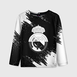Лонгслив детский Реал Мадрид черно белые краски, цвет: 3D-принт