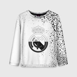 Лонгслив детский Реал Мадрид черно белые краски, цвет: 3D-принт
