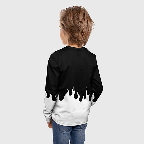 Детский лонгслив Реал Мадрид огонь белый / 3D-принт – фото 4