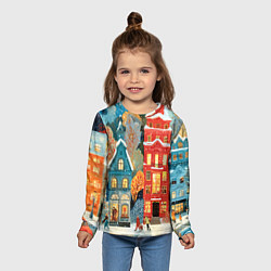 Лонгслив детский Объемные разноцветные домики, цвет: 3D-принт — фото 2