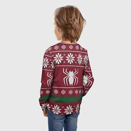 Детский лонгслив Человек паук в вязаном свитере - новый год / 3D-принт – фото 4