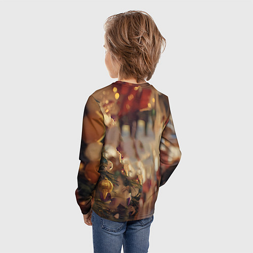 Детский лонгслив Милая лошадка любуется елкой / 3D-принт – фото 4