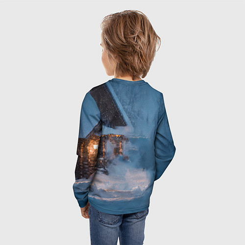 Детский лонгслив Лошадь у избы / 3D-принт – фото 4