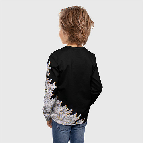 Детский лонгслив Новогодняя лошадь в круглых очках / 3D-принт – фото 4