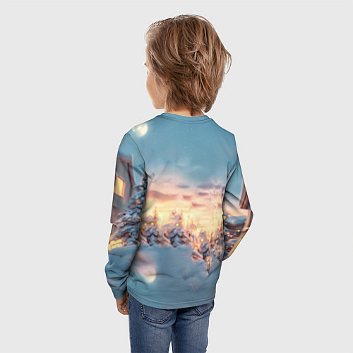 Детский лонгслив Счастливая новогодняя лошадь / 3D-принт – фото 4