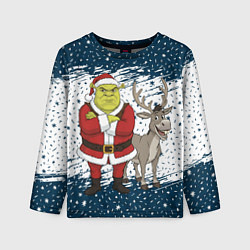 Лонгслив детский Шрек и Осел - новый год, цвет: 3D-принт