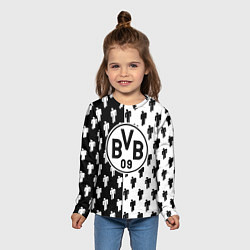 Лонгслив детский Borussia черно белые люди, цвет: 3D-принт — фото 2