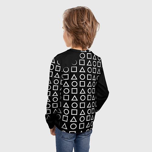 Детский лонгслив Borussia геометрия черно белая / 3D-принт – фото 4