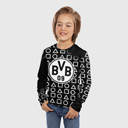 Лонгслив детский Borussia геометрия черно белая, цвет: 3D-принт — фото 2