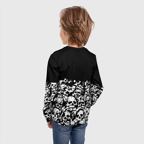 Детский лонгслив Ювентус черно белые черепа / 3D-принт – фото 4