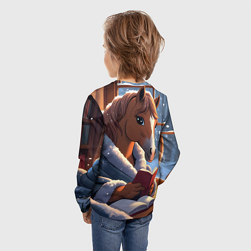 Детский лонгслив Лошадка зимой / 3D-принт – фото 4
