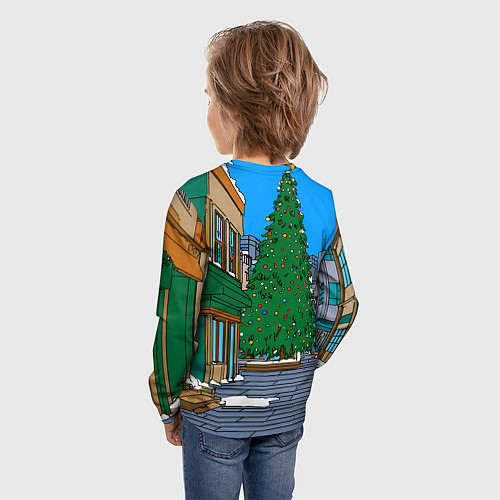 Детский лонгслив Новогодняя лошадка и елка / 3D-принт – фото 4