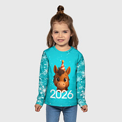 Лонгслив детский Голова лошадки, цвет: 3D-принт — фото 2