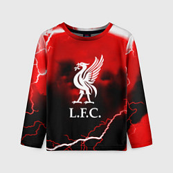 Детский лонгслив Ливерпуль шторм молнии красный