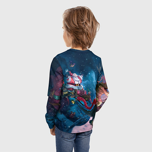 Детский лонгслив Санта с динозавром / 3D-принт – фото 4