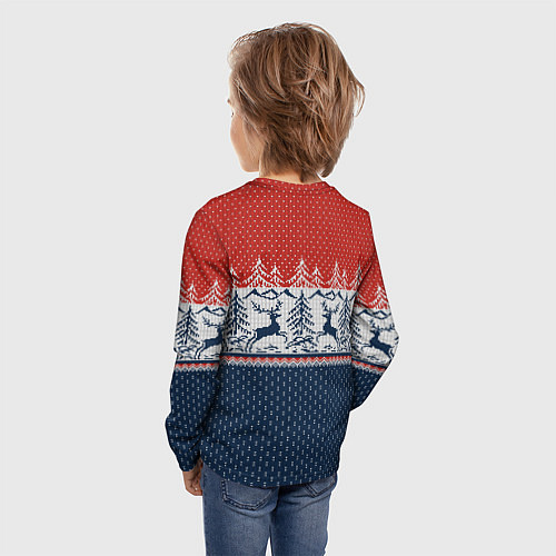 Детский лонгслив Вязаный узор с оленями / 3D-принт – фото 4